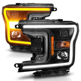 Phare de projecteur ANZO 2018-2020 Ford F-150 avec boîtier noir de style Plank Switchback