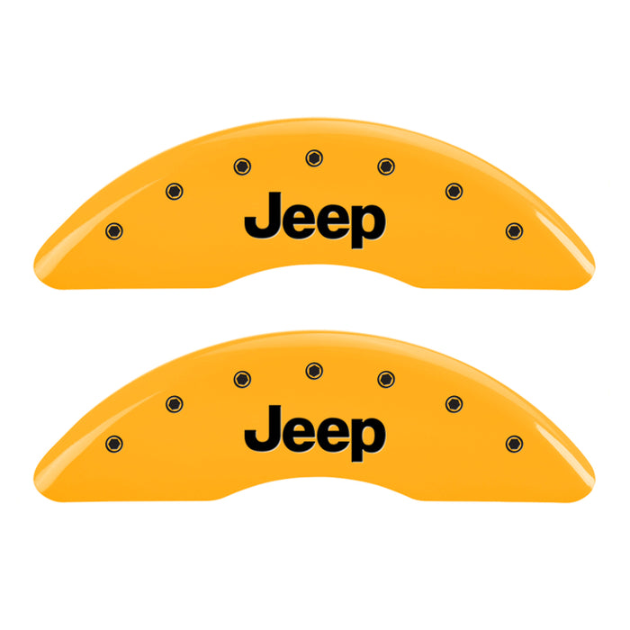 MGP 4 Caliper Covers Engraved Front & Rear JEEP Yellow finish black ch