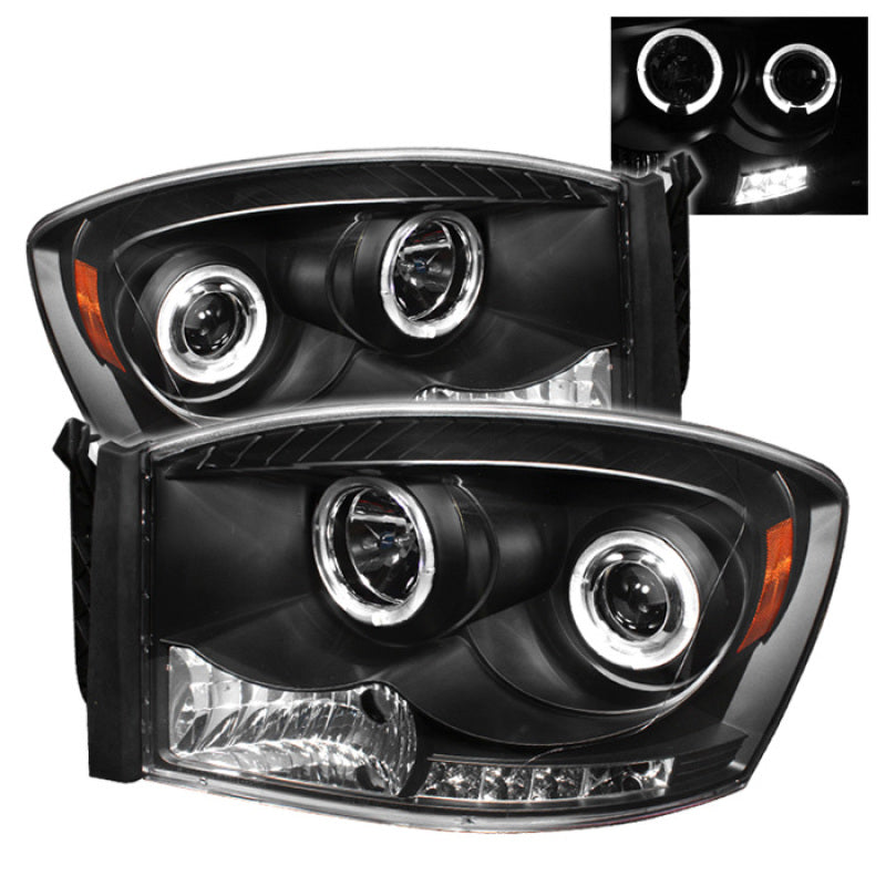 Phares de projecteur Spyder Dodge Ram 1500 06-08/Ram 2500 06-09 LED Halo LED Blk PRO-YD-DR06-HL-BK
