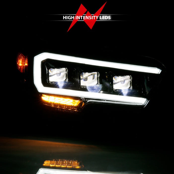 Phares de projecteur à LED ANZO 2016-2018 Toyota Tacoma Style planche noir avec ambre