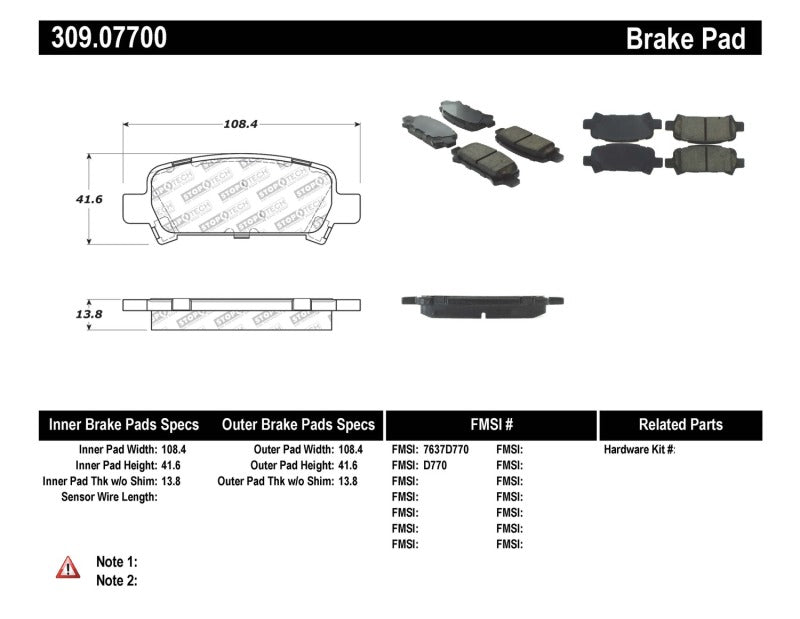 Plaquettes de frein arrière StopTech Performance 02-03 WRX