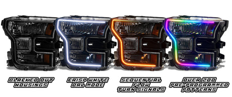 Phares halogènes pré-assemblés Oracle 15-17 Ford F-150 Dynamic RGB+A - Édition noire - VOIR LA GARANTIE