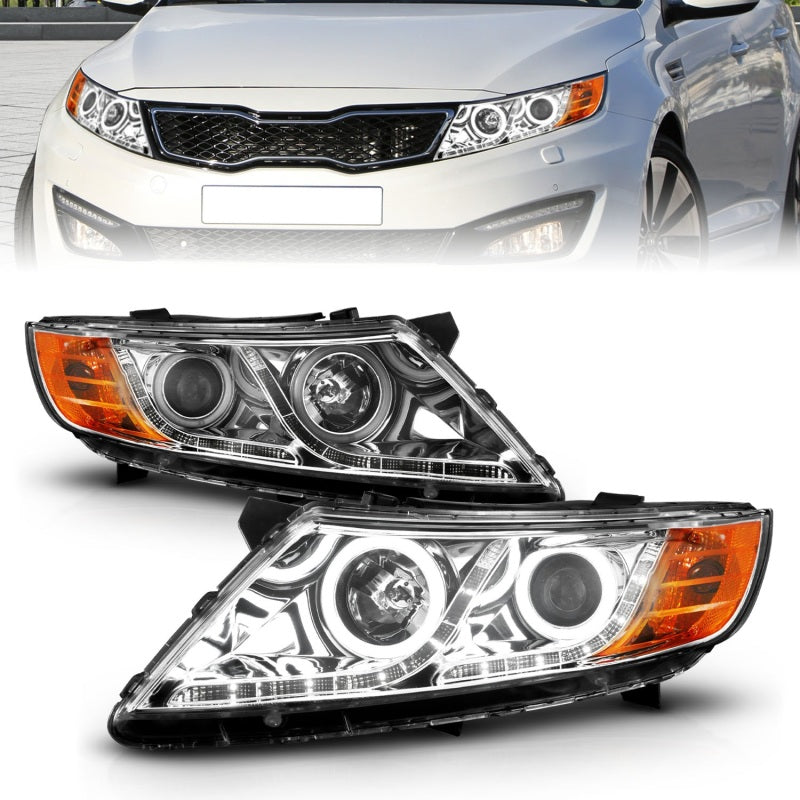 Phares de projecteur ANZO 2011-2013 Kia Optima avec halo chromé (CCFL)