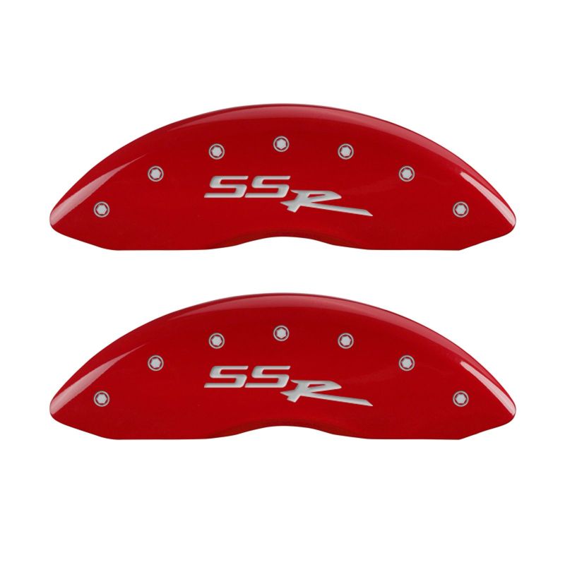 Couvre-étriers MGP 4 gravés avant et arrière SSR finition rouge argent ch