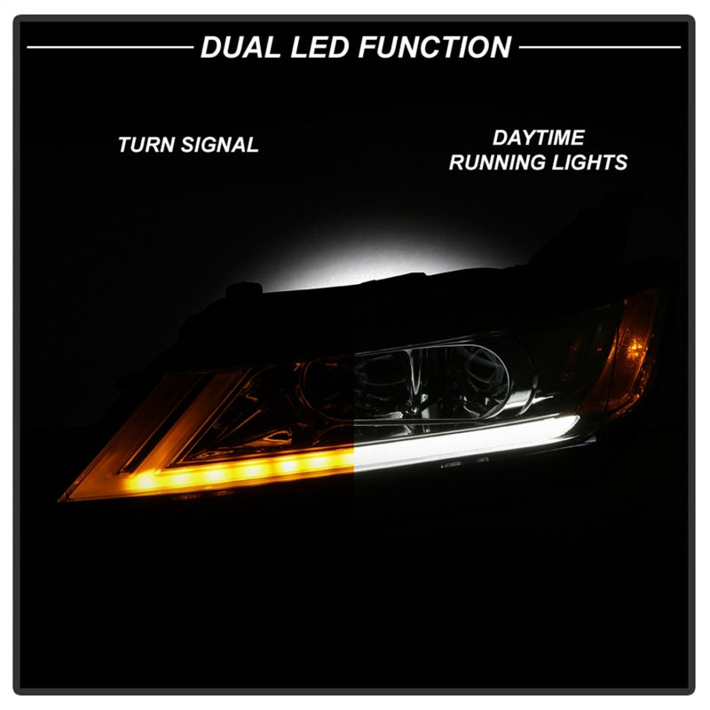 Phares halogènes DRL Proj xTune 14-18 pour Chevy Impala (sauf Limited) - Chrm (PRO-JH-CIM15-LB-C)