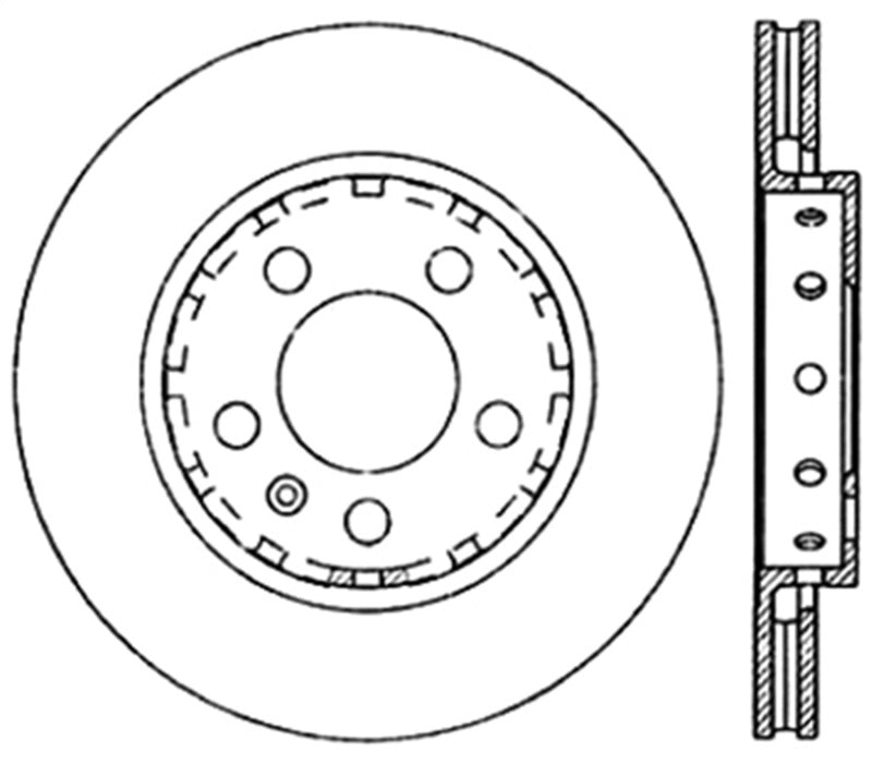 Disque arrière droit percé StopTech 03-05 VW Golf GTi (disques arrière ventilés)