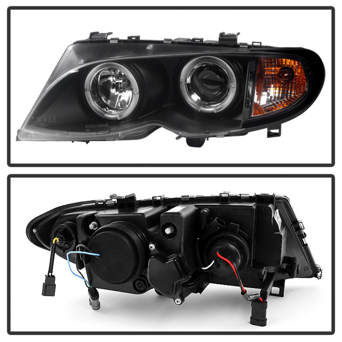 Phares de projecteur Spyder BMW E46 Série 3 02-05 4DR 1 pièce LED Halo Blk PRO-YD-BMWE4602-4D-AM-BK