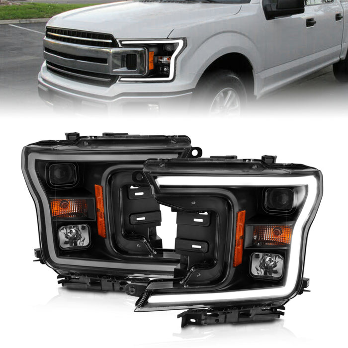 ANZO 2018-2019 Ford F-150 Projecteur Plank Style HL Noir Ambre (Sans Switchback)