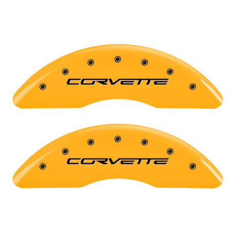 Couvre-étriers MGP 4 gravés à l'avant C6/Corvette gravés à l'arrière C6/Z06 finition jaune noir ch