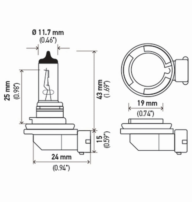 Ampoule Hella H11 12V 55W Pgj192 T4 Sb