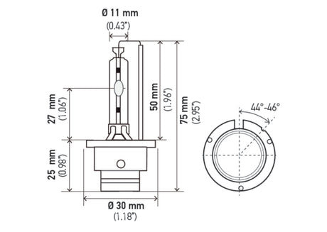 Ampoule Hella Xénon D2S P32-2d 85V 35W 4300k