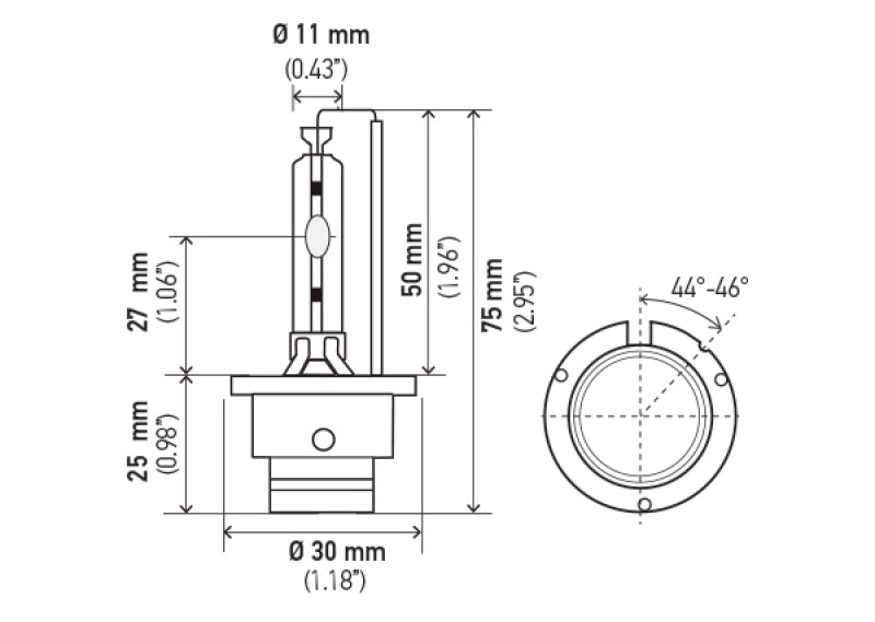 Ampoule Hella Xénon D2S P32-2d 85V 35W 4300k