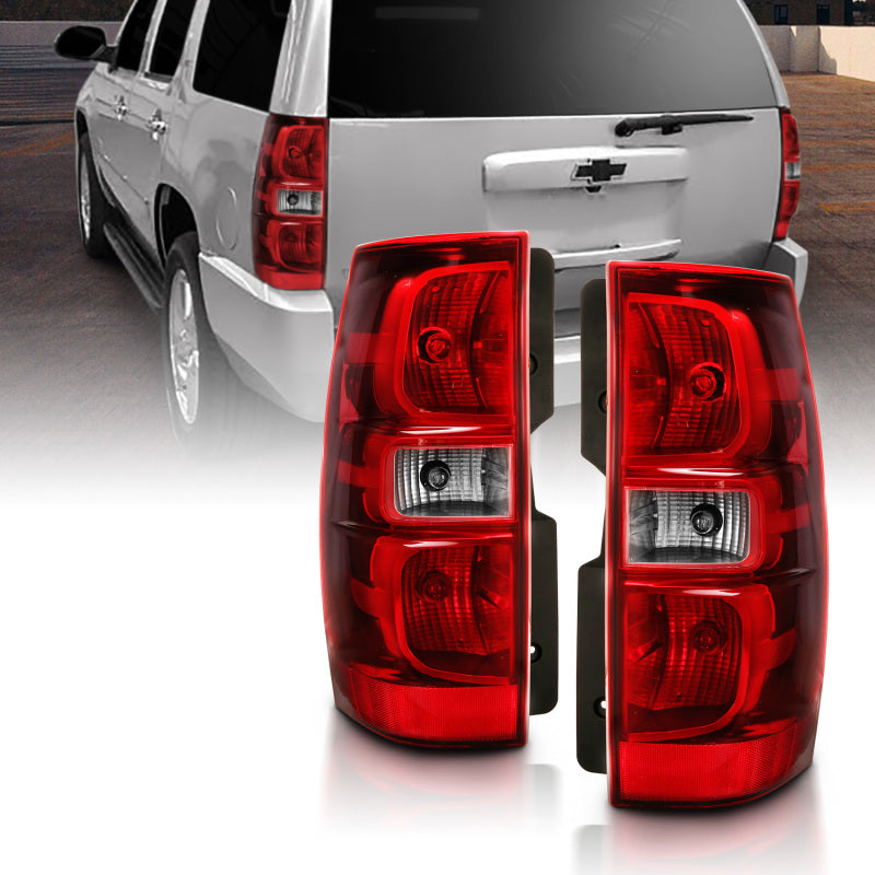 Feu arrière ANZO 2007-2014 Chevy Tahoe, lentille rouge/transparente (remplacement OE)