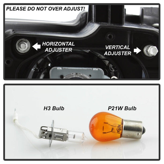 Phare Spyder 08-10 BMW F92 Série 3 Proj - Feux de route H3 DRL LED - Chrome - PRO-YD-BMWE9208-DRL-C