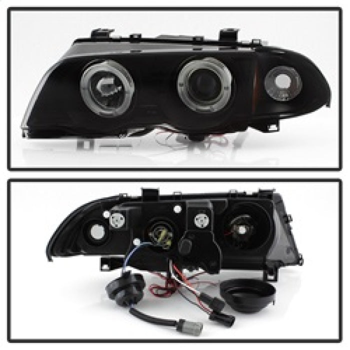 Phares de projecteur Spyder 99-01 BMW E46 Série 3 4DR 1 pièce LED Halo (PRO-YD-BMWE46-4D-HL-AM-BSM)