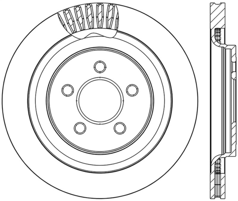 Disque de frein arrière gauche fendu StopTech pour Ford Mustang GT 2015 avec freins Brembo