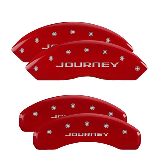 MGP 4 Caliper Covers Engraved Front & Rear With out stripes/Journey Red finish silver ch