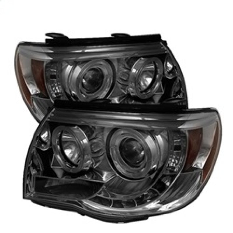 Phares de projecteur Spyder Toyota Tacoma 05-11 LED Halo LED Fumée Haute H1 Basse H1 PRO-YD-TT05-HL-SM