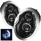 Phares de projecteur Spyder Mini Cooper 02-06 DRL Noir Haut H1 Bas H1 PRO-YD-MC02-DRL-BK