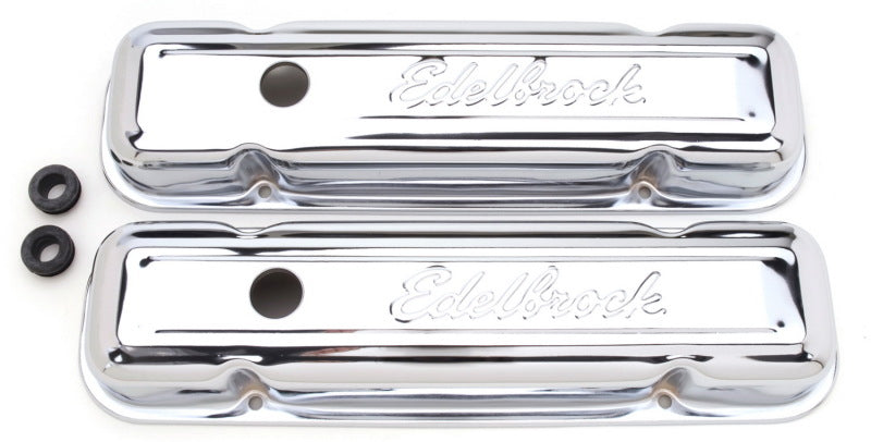 Couvercle de soupape Edelbrock Signature Series Pontiac 1962-1979 301-455 CI V8 Low Chrome