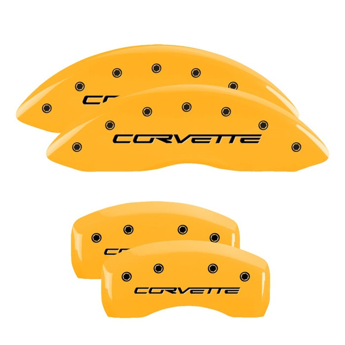 Couvre-étriers MGP 4 gravés avant et arrière C6/Corvette finition jaune noir ch