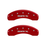 Couvre-étriers MGP 4 gravés à l'avant en cursive/arrière gravé Cadillac SRX finition rouge argent ch