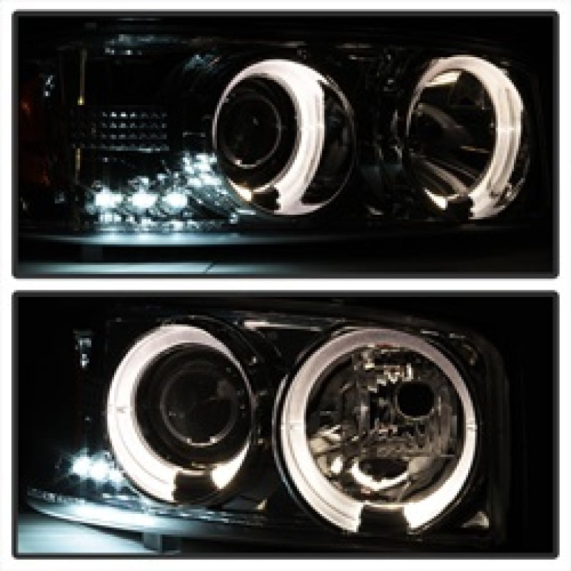 Phares de projecteur Spyder GMC Sierra 1500/2500/3500 99-06 LED Halo LED Fumée PRO-YD-CDE00-HL-SMC