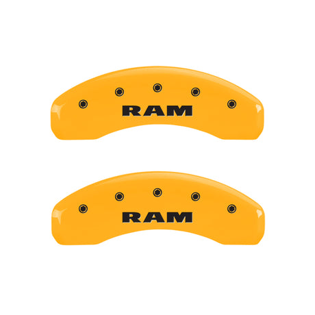 MGP 4 Caliper Covers Engraved Front & Rear RAM Yellow finish black ch