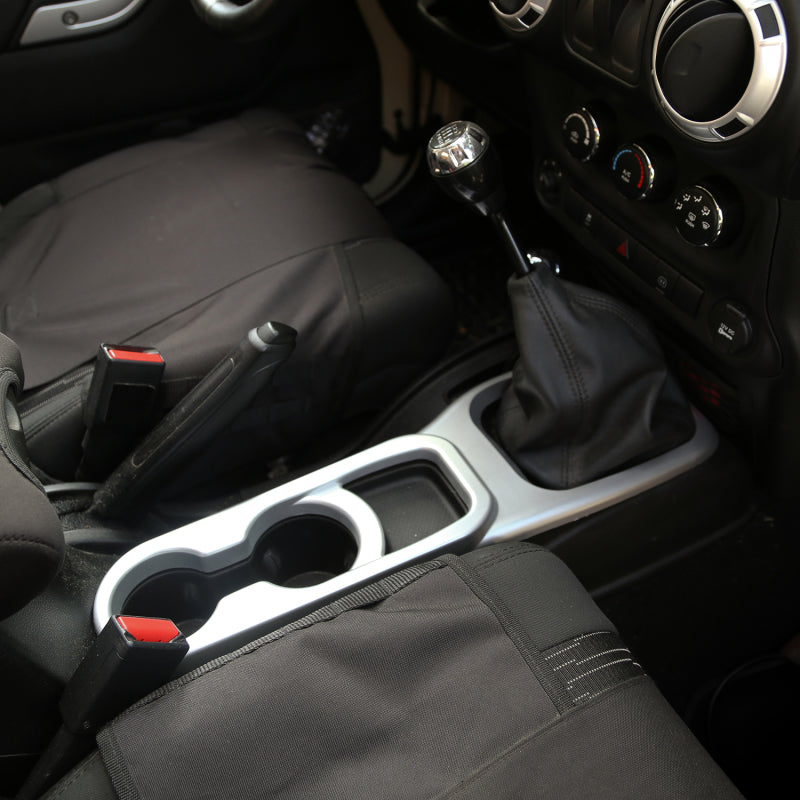 Console centrale argentée pour Jeep Wrangler JK Rugged Ridge 11-18 avec transmission manuelle
