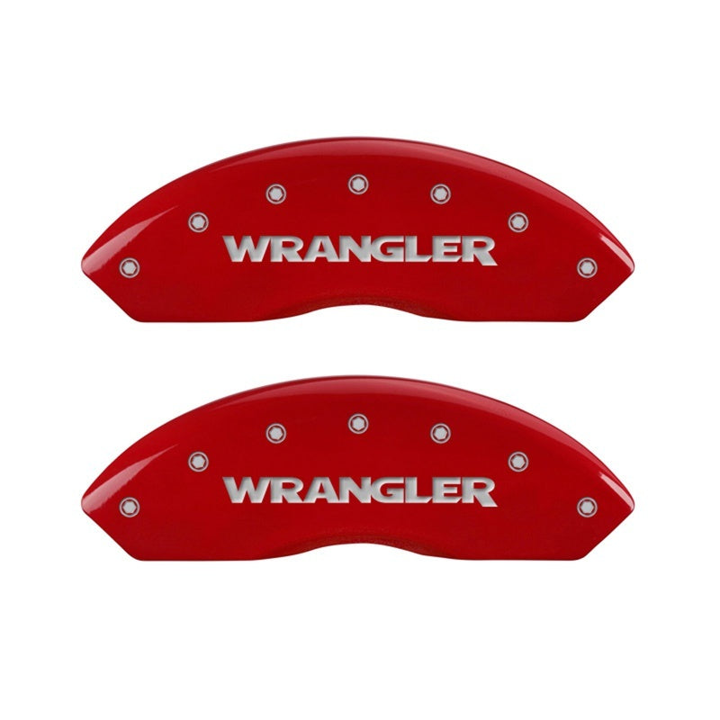 MGP Front set 2 Caliper Covers Engraved Front WRANGLER Red finish silver ch