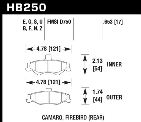 Plaquettes de frein arrière Hawk 1998-2002 Chevrolet Camaro SS 5.7 HPS 5.0