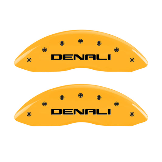 MGP 4 Caliper Covers Engraved Front & Rear Denali Yellow Finish Black Char 2009 GMC Savana 1500