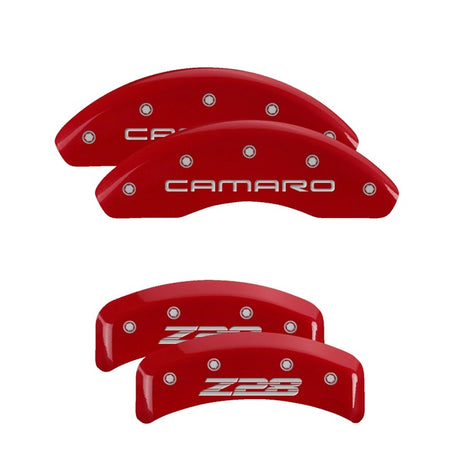 Couvre-étriers MGP 4 gravés à l'avant Gen 4/Camaro gravés à l'arrière Gen 4/Z28 finition rouge argent ch