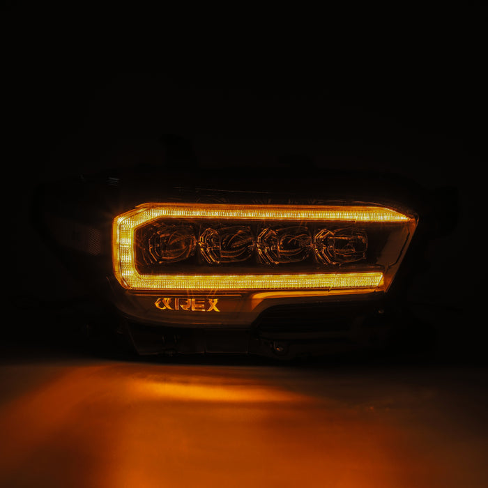 Phares de projecteur à LED AlphaRex 16-20 Toyota Tacoma NOVA de style planche noir avec lumière d'activation