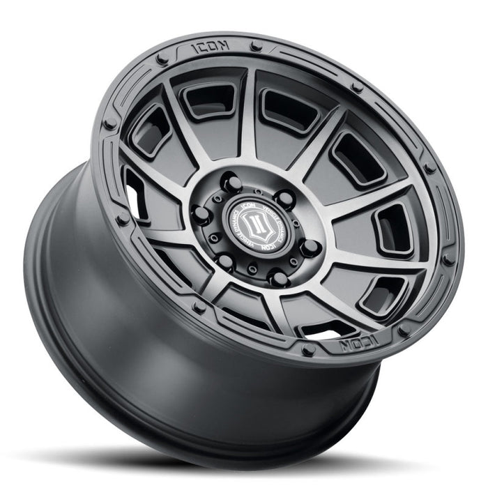 Roue ICON Victory 17x8,5 6x135 6 mm Offset 5 pouces BS teinte noire satinée fumée