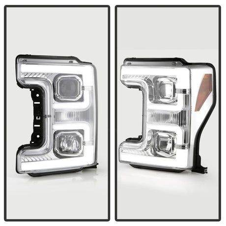 Spyder 17-18 Ford F250/F350/F450 Modèle halogène uniquement - Barre lumineuse blanche - Chrome - PRO-YD-FS17HALSI-C