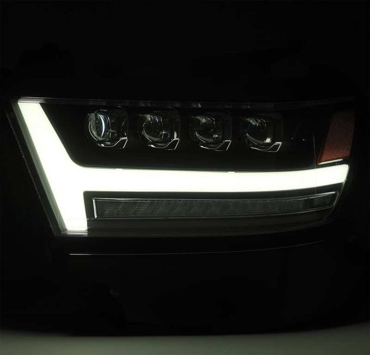 Phares à LED AlphaRex 19-20 Ram 1500HD NOVA de style planche chromés avec éclairage actif/signal séquentiel/DRL