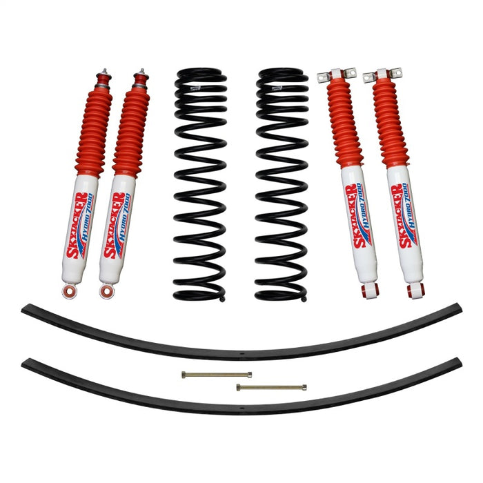 Kit de suspension à ressorts longs à double taux Skyjacker 84-01 XJ 3 pouces FR avec amortisseurs RR Add-A-Leafs/Hydro 7000