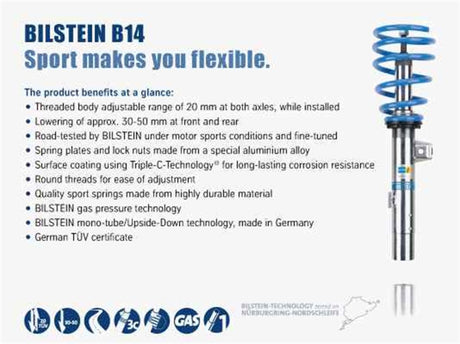 Kit de suspension Bilstein B14 (PSS) 12-17 Fiat 500