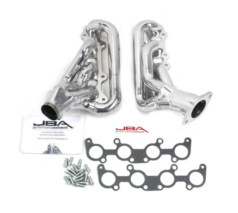 Collecteur d'échappement JBA 15-20 Ford Mustang 5.0L 1-3/4 po en acier inoxydable argent céramique Shorty