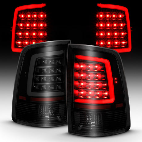 Feu arrière à LED ANZO 2009-2018 Dodge Ram 1500 style planche noir avec lentille fumée