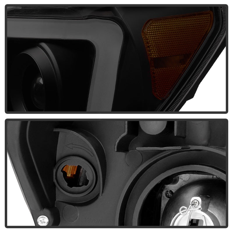 xTune Toyota Tundra 07-13 LED Light Bar Projector Headlights Black Smoked PRO-JH-TTU07-LED-BSM