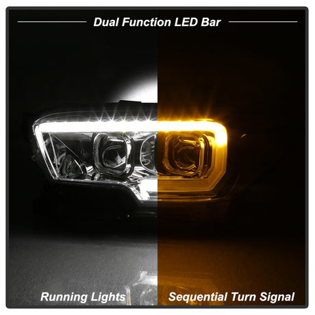 Phares avant xTune 16-18 Toyota Tacoma SR/SR5 DRL Proj avec clignotants - Chrm (PRO-JH-TTA16-SR-C)