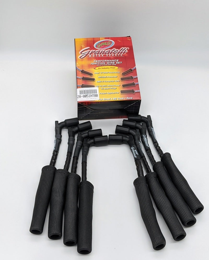 Kit de connecteur de fil de bobine près de la bougie Granatelli 20-23 GM LT2 6,2 L Hi-Perf avec gaine noire/manchon noir