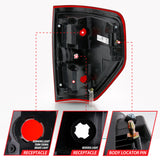 Feu arrière ANZO 2009-2014 Ford F-150 Euro Rouge/Transparent (sans ampoule)