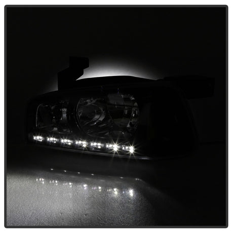 xTune Dodge Charger 06-10 1Pc LED Crystal Headlights Black HD-ON-DCH05-1PC-LED-BK