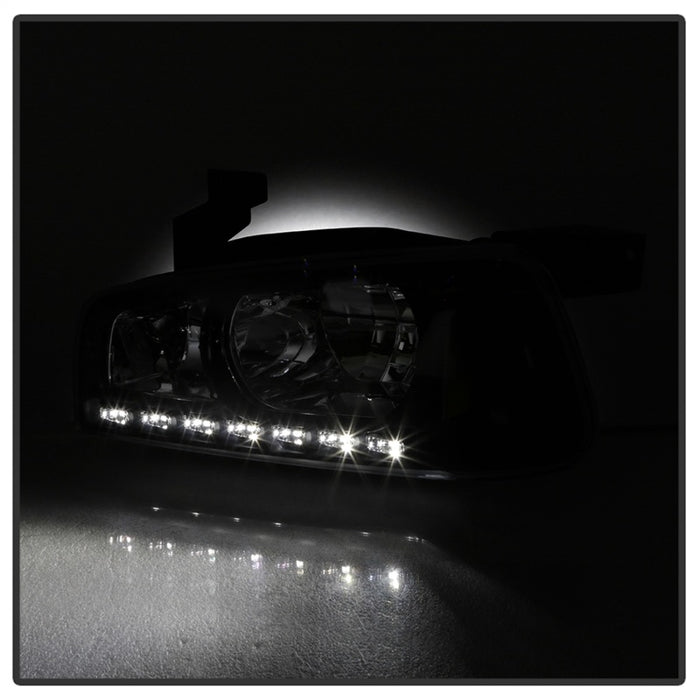 Phares à LED en cristal Xtune Dodge Charger 06-10 1 pièce Noir HD-ON-DCH05-1PC-LED-BK