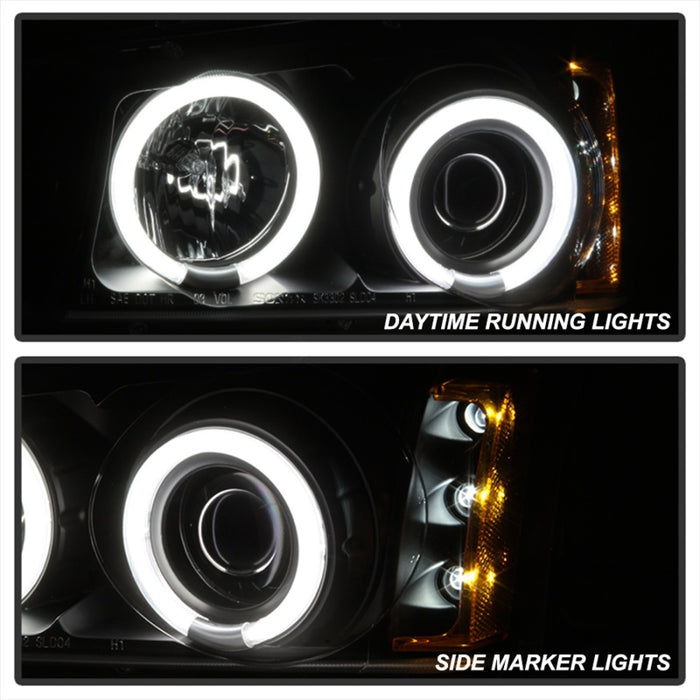 Phares de projecteur Spyder Chevy Silverado 1500 03-06CCFLHalo LED Blk High H1 PRO-YD-CS03-CCFL-BK