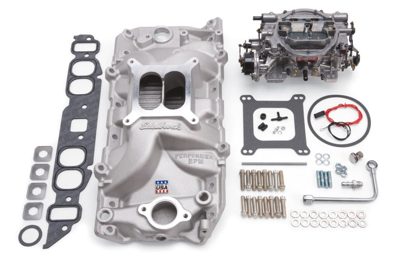 Kit collecteur et carburateur Edelbrock Performer RPM Big Block Chevrolet Oval Port Finition naturelle