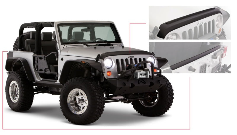 Bushwacker 07-18 Jeep Wrangler Trail Armor Protection de capot et de hayon, sauf capot Power Dome - Noir